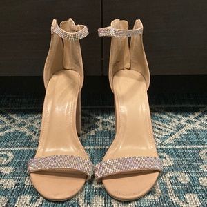 SPARKLY NUDE LIGHTLY WORN HEELS 4 INCH HEELS